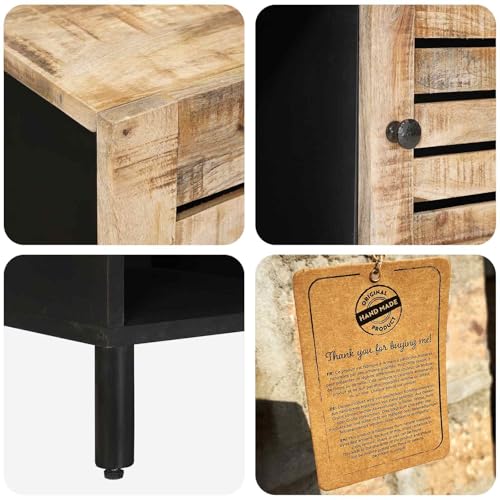 Aparador de madera de mango Braun con elegantes botones de latón y acabados artisan 8