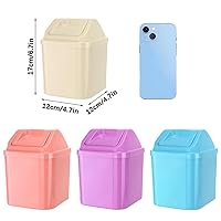 Vista 2 de 2 cubos de basura de plástico con tapa abatible con 4 rollos de bolsas de basura, pequeño cubo de basura de escritorio para oficina, cocina, mesa