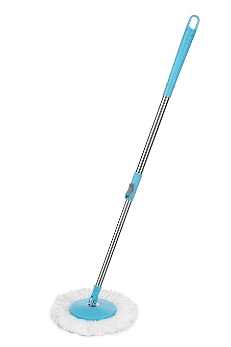 Spin Mop Spares Set 1+1 Extra refile Set and Handle with Microfibers Refill | Compatible Spin Mop Head and Handle Stick Rod with Microfiber