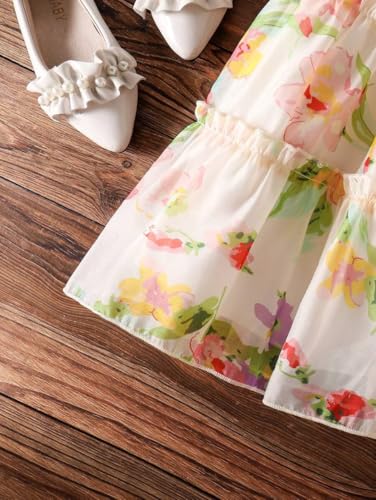 Image of Buy & Try Girls Printed Georgette Frock, Sleeveless Summer Dress, Lightweight Knee Length Baby Girl Dress, Casual Outfit, Soft Comfortable Fabric, Stylish Kids Wear