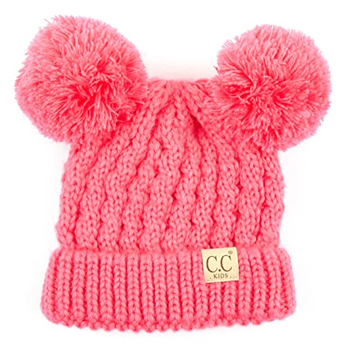 C.C Exclusives Children Kid Double Pompom Knitted Beanie for Kids Ages 2-5 (KID-23)(KID-24)(KIDS-2055)2