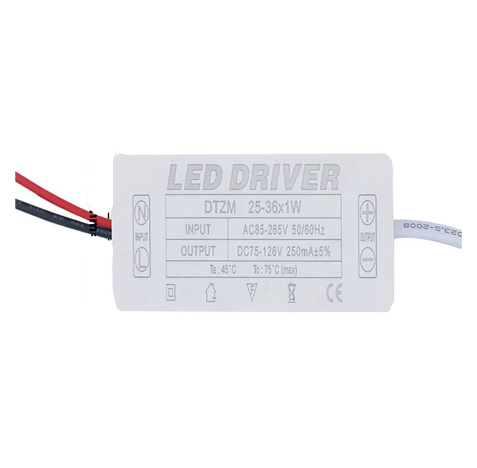 PWANUIGTE LED Driver 300mA 1-3w 4-7w 8-12w 18w 20w 18-25w 25-36w Constant Current Power Supply(25-36W 250mA)