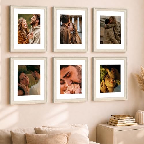 Image of Art Street Wooden Photo Frame for living room, Aesthetic Cave Design Photo Frames for Photograph, Art Work, Certificates Set of 6 (12x16 Inch, White)