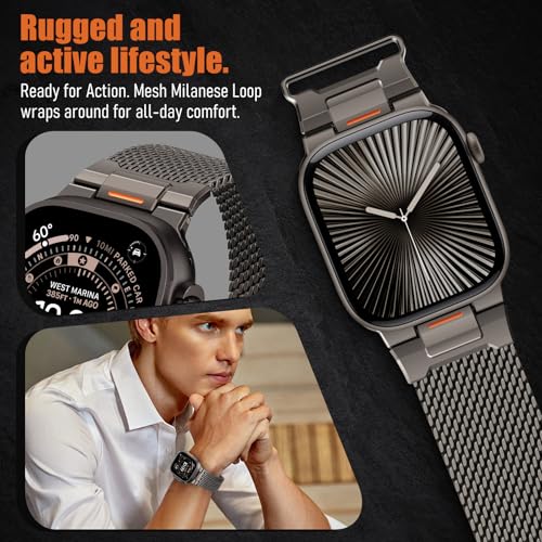 Image of BXUXOHS Milanese Loop for Apple Watch Ultra 3 /2 Band 49mm 46mm 45mm 44mm 42mm Men,Tactical Mecha Strap Military-Grade Design,Magnetic Metal Wristband for iWatch Ultra 2 /3 Series 11 /10 /9 /8 /7 /6 /5 /4 SE