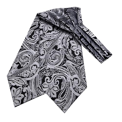 Image of Dubulle Paisley Floral Ascot for Men Self Tie Mens Cravat and Pocket Square Cufflinks Wedding