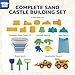 TOY Life 22 Pcs Dinosaur Beach Toys for Kids Ages 4-8 Collapsible Sand Toys with Construction Cars Silicone Bucket Shovels & Sand Castle Building Kit Molds, Sandbox Toy for Summer, Travel, Fishing