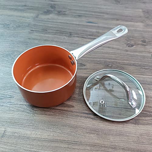 Shineuri 5 Pieces Copper Cookware Copper Pans And Pots Nonstick Pots And Pans Copper Nonstick Cookware, Ceramic Pot And Pans, Copper Pots - 8 Inch Fry Pan, 1.5Qt Pot And 2.5 Qt Pot With Lid #TOP2