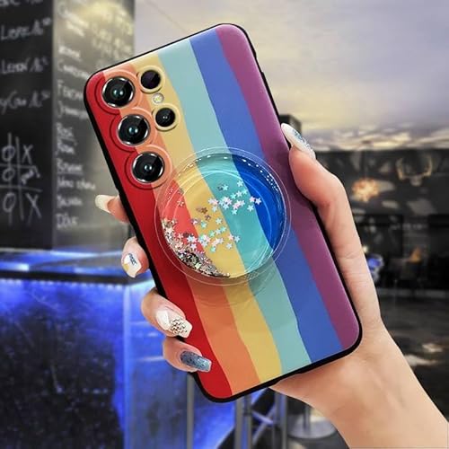 Phone Case Compatible with Oukitel C1/C1 Pro, Design Kickstand Cartoon Waterproof Protective Glitter Quicksand Durable Simplicit