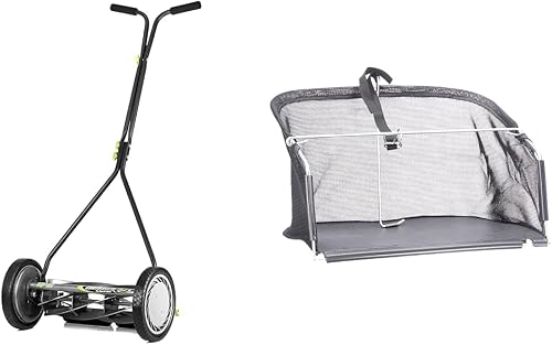 Earthwise 16-Inch 7-Blade Push Reel Lawn Mower and 14-16 Inch American Lawn Mower Grass Catcher Bundle