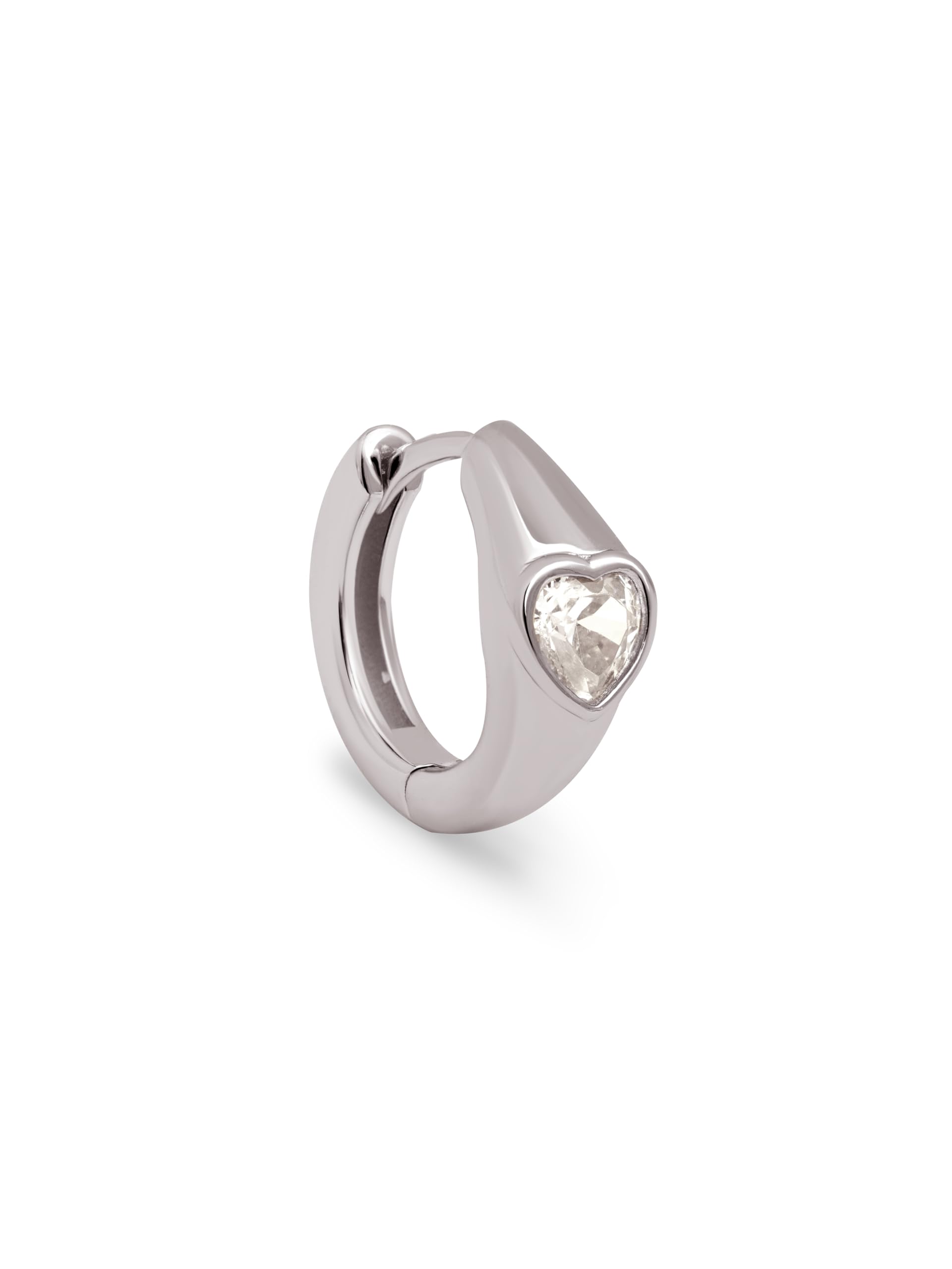 SINGULARU - Orecchini My Heart. Ottone con Finitura in Oro 18Kt. Motivo a Cuore con Dettagli in Zirconi e Smalto. Chiusura in Silicone. Gioielli per Donna