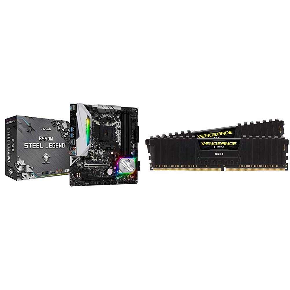 ASRock B450M Steel Legend Socket AM4/ AMD Promontory Motherboard & Corsair Vengeance LPX 16GB (2x8GB