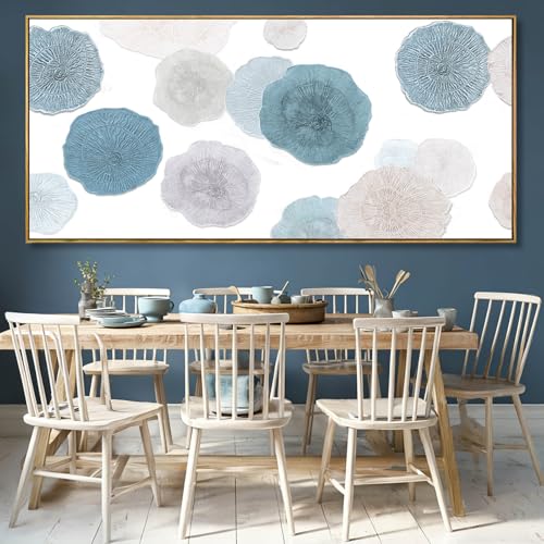 Image of VAYIMDH Blue Hand Painted Wall Art Abstract Canvas Paintings Contemporary Wall Decorations 40 inchx86 inch Bedroom Artwork Pictures for Dining Room