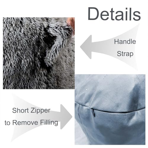 Image of Bean Bag Chairs, Memory Foam Stuffing Bean Bag Chair for Adults /Teens /Kids, Plush Faux Fur Lazy Sofa Furniture with Removable High-Rebound Memory Foam for Living Room Bedroom College Dorm
