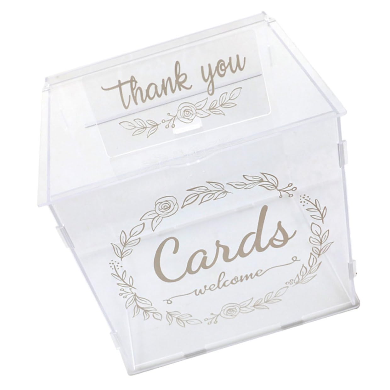 Supvox Acryl Hochzeitskartenbox mit Schloss Groß Weiß Muster Transparente Briefumschlagbox für Geldgeschenke und Erinnerungen Kartenfach für Hochzeit und Feier