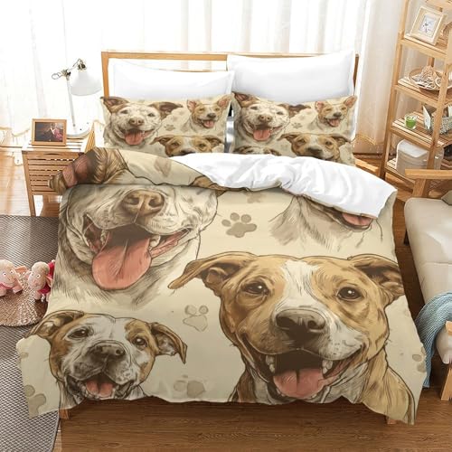 Housse de couette pitbull anti-plis et facile à laver pour lit une place