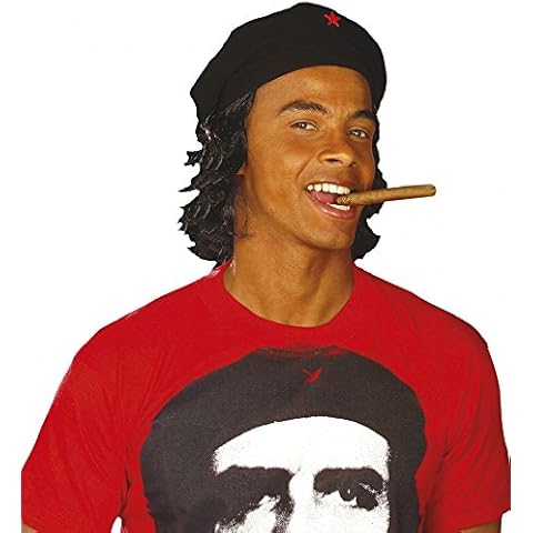 Black Che Guevara Hat with Hair Revolutionary Hat Wig Cap Beret Cover