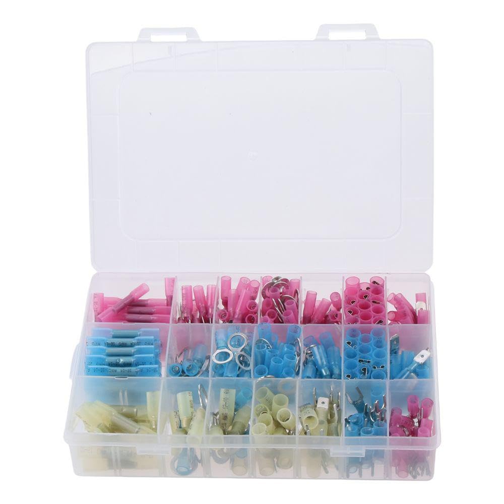 AllGIFT Insulated Ring Terminal 320pcs Heat Shrink Wire Connectors,Multipurpose Electrical Wire Terminals Kit,Copper Spade Eyelet Connector Butt Connector