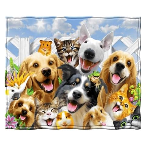 Dawhud Direct Animated Cats Selfie Fleece Blanket - 50x60-Inch Soft Plush Cat Blanket for Bed and Couch - Cozy and Vibrant Cat Throw Blankets for Women, Men, and Kids - Thoughtful Gift for Cat Lovers Cover