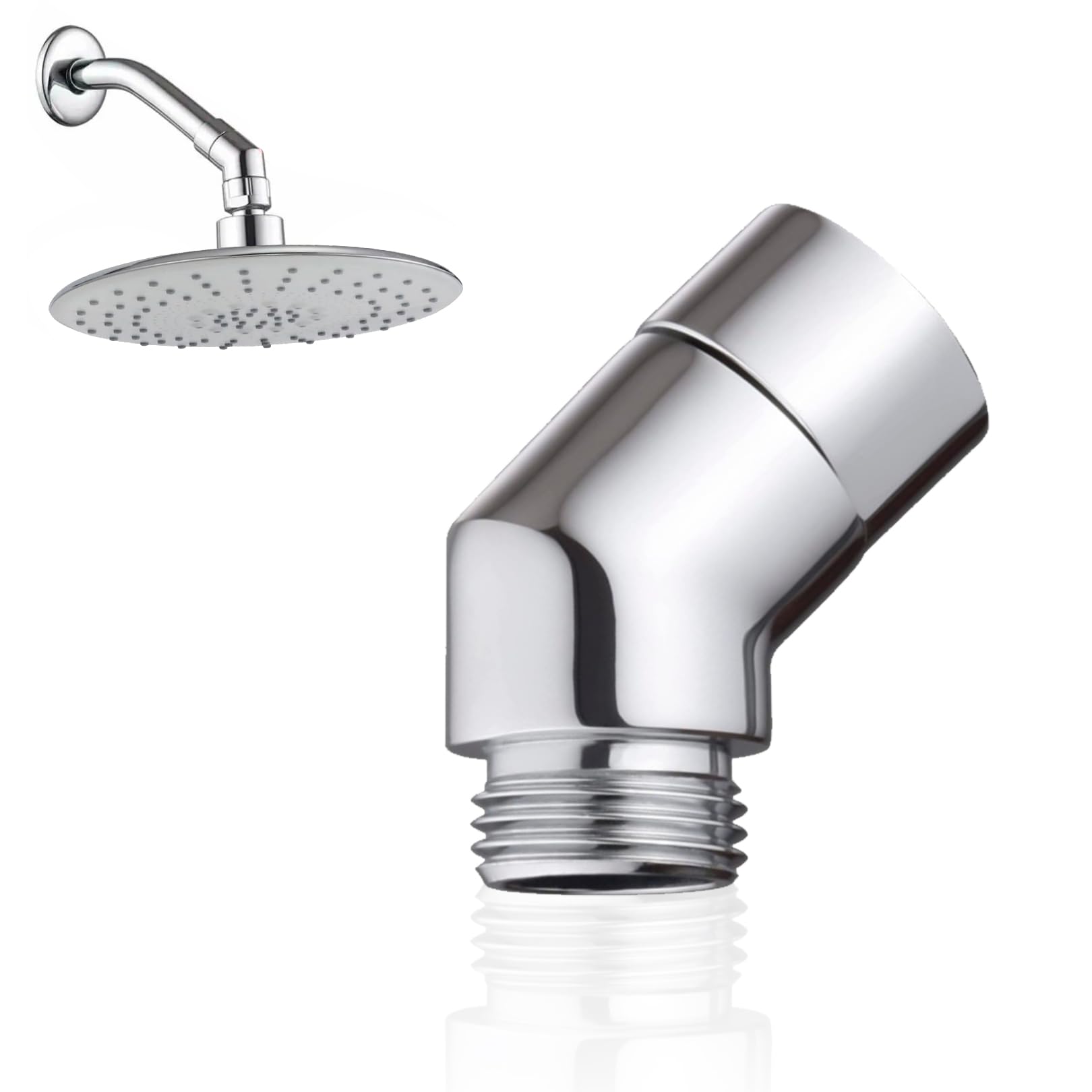 Shower Head Adapter,Attachment for Taps Curved Angle Adaptors 135 Degree G1/2" Wall Mounted Pipe Elbow Connection Shower Head and Hose Extender for Bathroom Extension Arm Connector Fittings(Spinable)