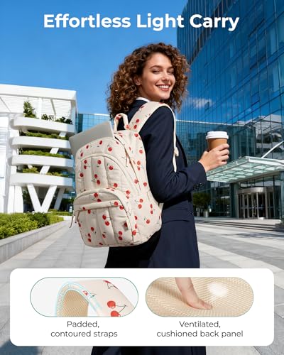 Image of BAGSMART College Laptop Backpack,Cute Travel Backpack for Women,Quilted Computer Bookbag