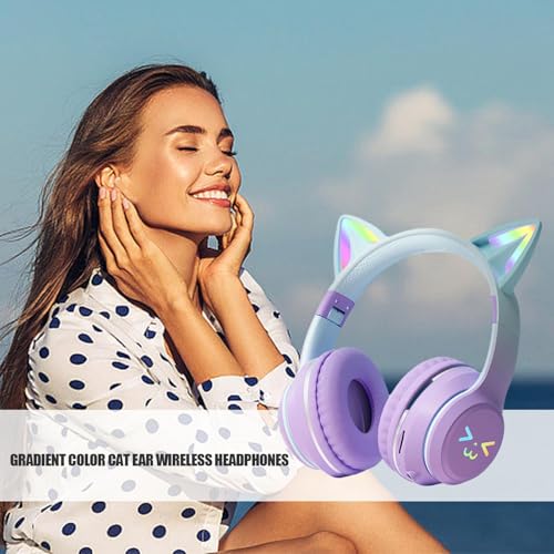 Auriculares inalámbricos de gato plegables con luces LED y micro 2
