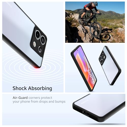 Image of KAPAVER Hybrid Clear Back Cover Case for Redmi Note 13 Pro | Protective Shockproof Cleare Hard PC Soft Flexible Black TPU Cover