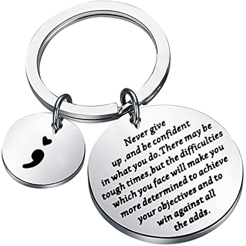 Semikolon-Schlüsselanhänger für geistige Gesundheit, Bewusstsein und Selbstmord-Bewusstseinsgeschenk niemals aufgeben und Vertrauen in What You Do, inspirierender Semikolon-Schmuck Cover