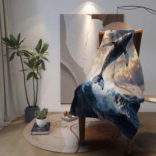 Koc Polar 220x240 Wieloryb, Koc Maxi Komfort 220x240 cm | Trwała miękkość i łatwa konserwacja, przestronne pokoje dzienne i deszczowe dni D286