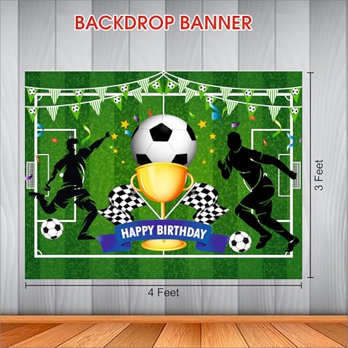 Image of Soccer Birthday Backdrop 4x3 Ft | Backdrops for Decoration | Birthday Decoration Backdrop | Banner for Kids Theme Party