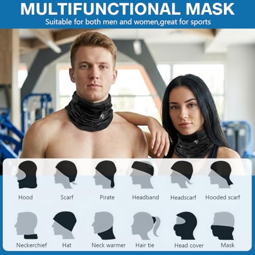 Image of PROBEROS Sun Protection Face Mask for Bikers, Ice Silk UV Protection UPF 50+ Riding Face Mask Neck Cover, Ventilated Extended Face Cover with Ear Loops for Bike Riding, All Outdoor Sports-Black