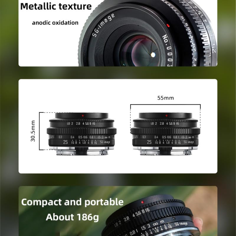 SGimage 25 mm F1.8 obiektyw APS-C szerokokątny MF do kamer FX-Mount