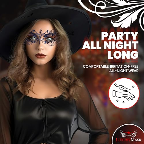 Image of Masquerade Mask for Women with Rhinestones - Elegant Metal Half Face Mask for Masquerade Parties, Mardi Gras, & Themed Events