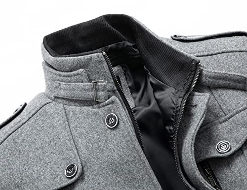 Image of chouyatou Men's Winter Stylish Wool Blend Single Breasted Military Peacoat