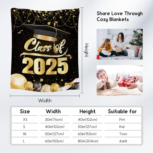 Graduation Blanket - Class of 2025 Graduation Gifts for Her or Him - 40"x50" Flannel Soft Throw Decorations - Senior 2025 Blankets for College, High School, Graduation Day