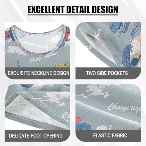 senya Cute Crocodile Race Car Summer Pajamas Set Short Cotton Sleepwear 2 Piece4