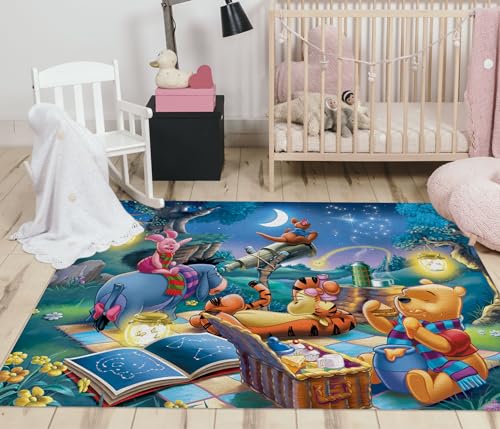 Image of CZEGPUB Cute Cartoon Characters AreaRug Bear and His Friends Rug Cute Animal Friends Carpet for Kids Room Bedroom Room Living Room Decor Rugs Gifts for Kids 3.3' x 5'