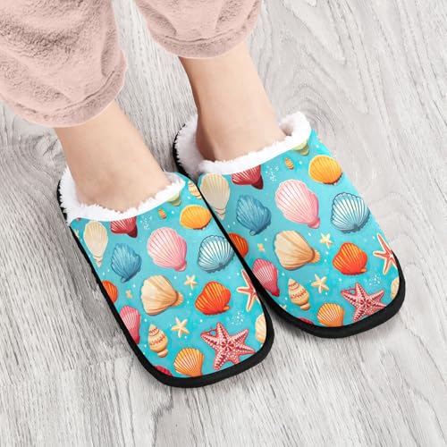 Seashell Starfish Indoor Slippers for Women and Men, Washable Non-Slip Home Shoes with Storage Bag for Travel Spa 208576733