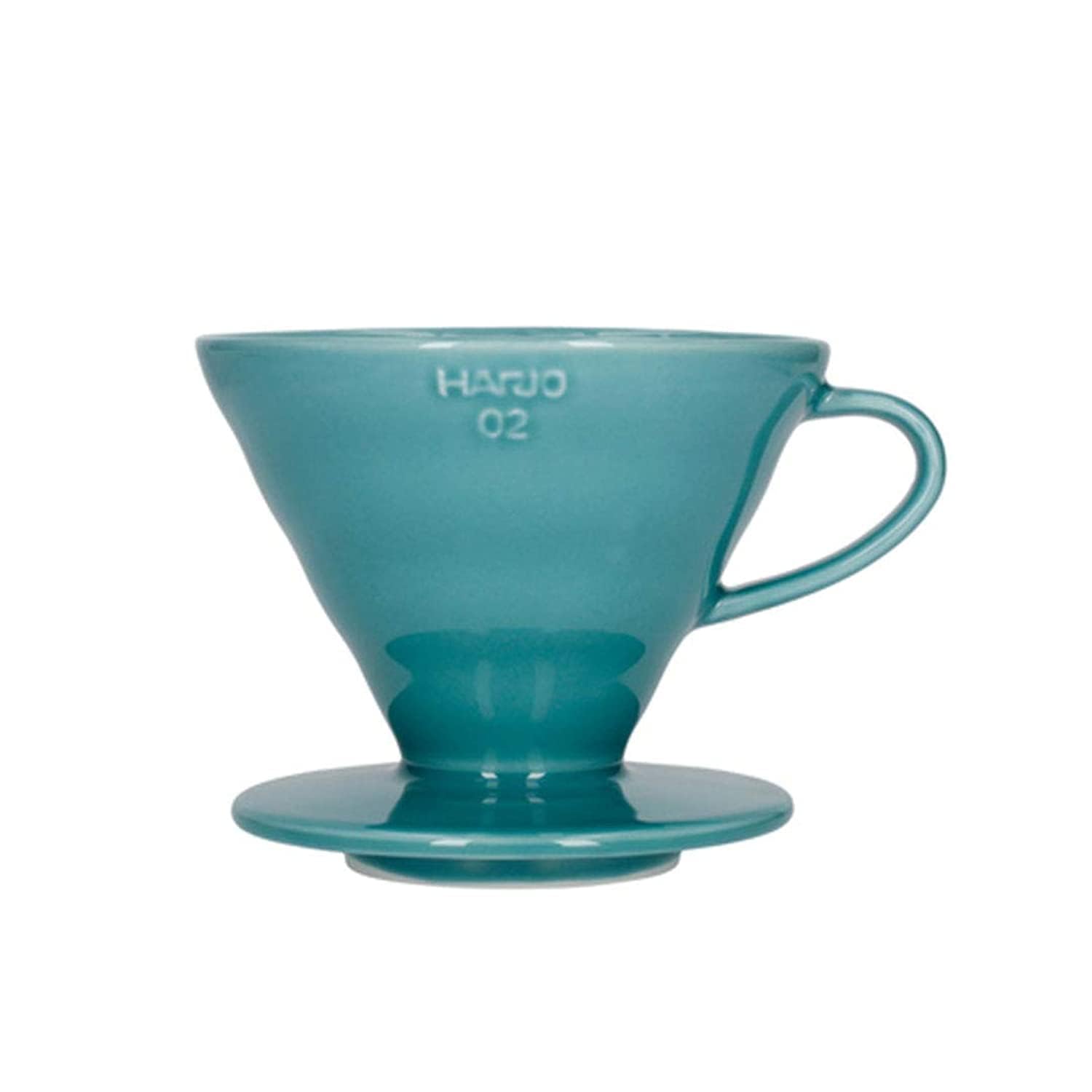 Ceramic V60 Size 02 Coffee Dripper, Direct Brewing into a server, Professional Pour Over Brewer for 2-4 Cups - Turquoise Green