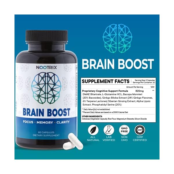 Brain-Boost-by-Nootrix-2-Pack-120-Capsules-Premium-Nootropic-Supplement-Improves-Cognitive-Function-Memory-Enhances-Focus-Boosts-Concentration-Provides-Clarity-for-Men-and-Woman Nootrix Brain Boost - Premium Nootropic Brain Support Supplement | Supports Memory, Focus, Concentration & Clarity Formula | DMAE, Ginkgo Biloba, Bacopa Monnieri(120 Count - Pack of 2)