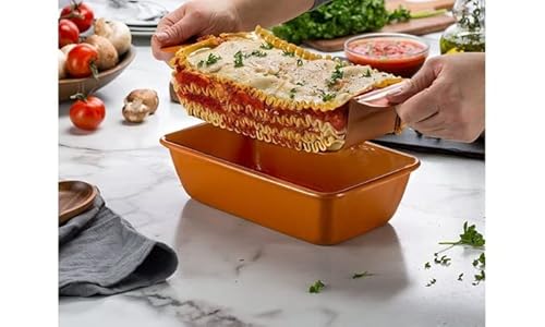 Ihanini Non-Stick Meatloaf Pan 2-Piece Healthy Meatloaf Pan Set Copper Coating With Removable Tray Drains Oven And Dishwasher Safe #TOP4
