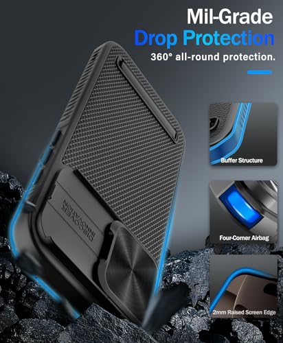 Image of Vihibii for iPhone 16 Pro Case with Slide Camera Lens Cover & Kickstand, [Compatible with MagSafe], Military-Grade Drop Protection, Shockproof Magnetic Phone Case for iPhone 16 Pro 6.3 inch 5g 2024, Black