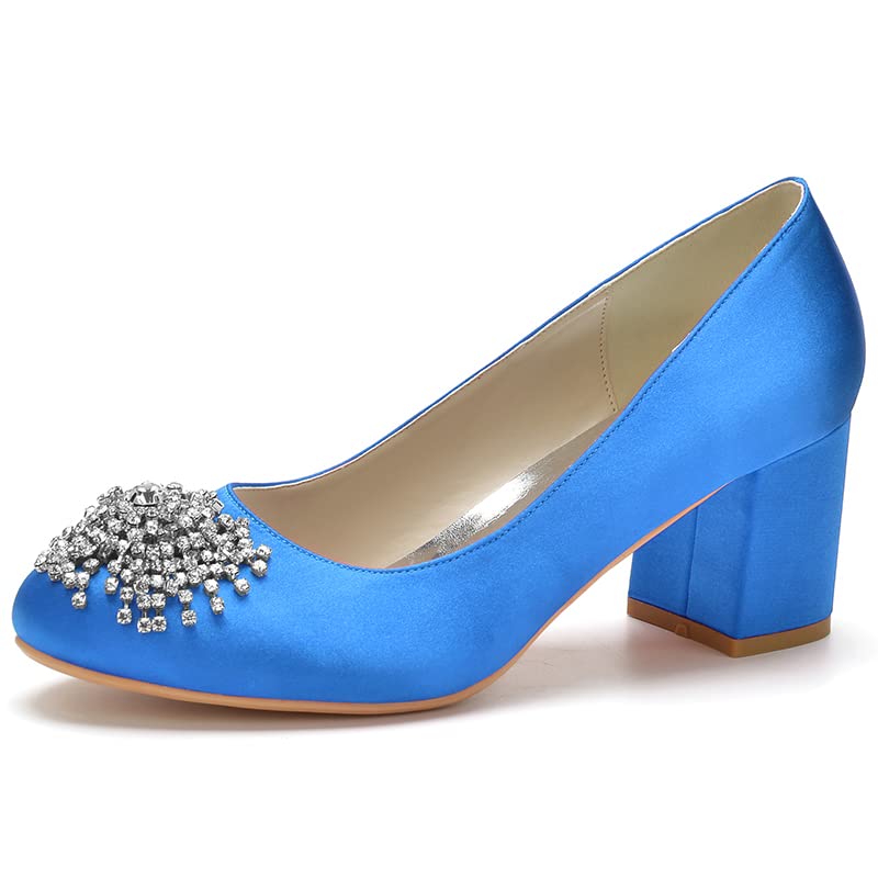Chaussures à talon bas de 6 cm pour femme bleu en taille 38.5