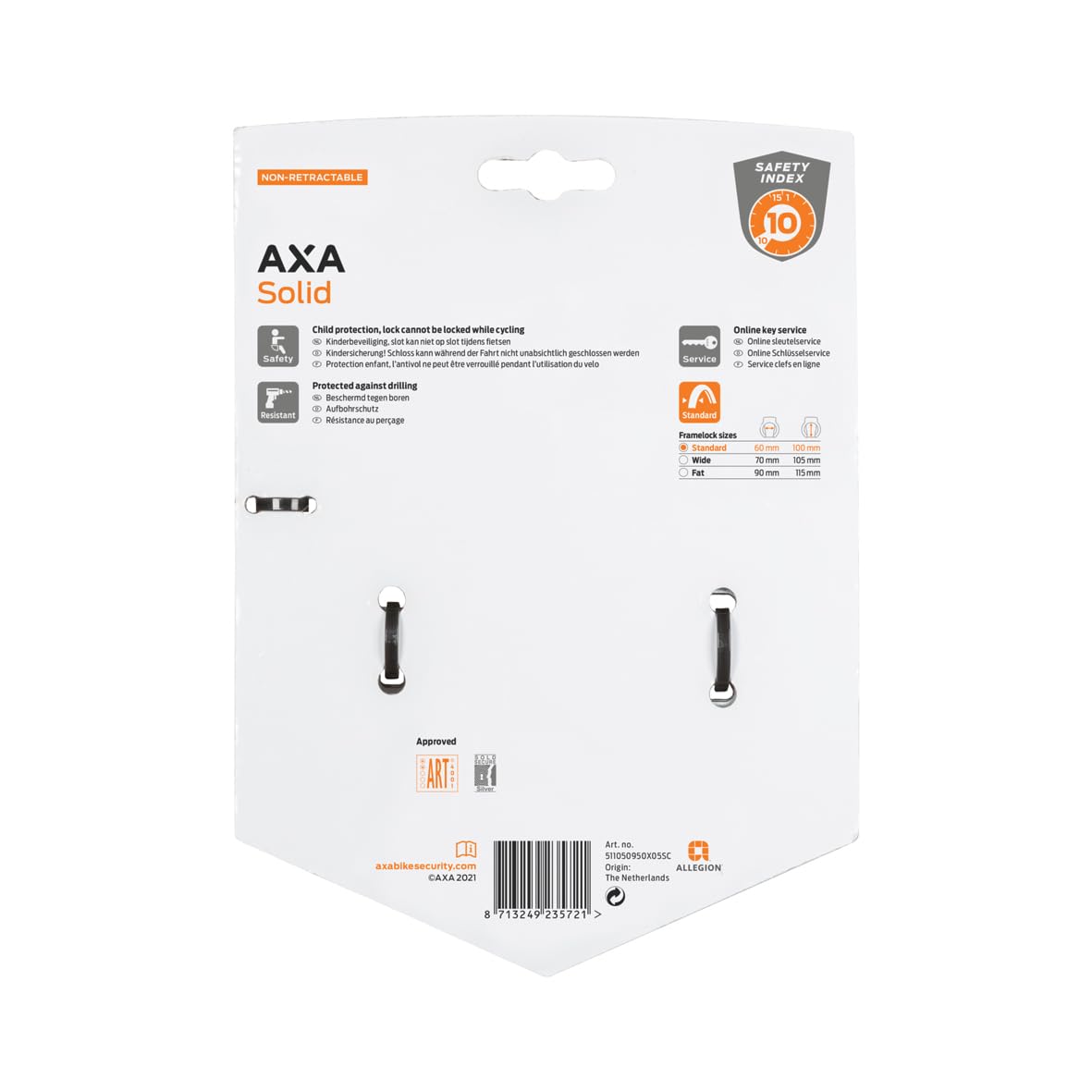 AXA Solid - Serratura Telaio Bici Unisex Adulto