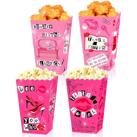LaVenty Mean Girl Popcorn Boxes Mean Girl Birthday Party Decoration Popcorn Boxes for Wedding Bridal Shower Bachelorette Theme Girls Party Supplies Cover