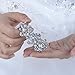 EVER FAITH Austrian Crystal Bridal Floral Leaf Elastic Bracelet for Women Clear Silver-Tone