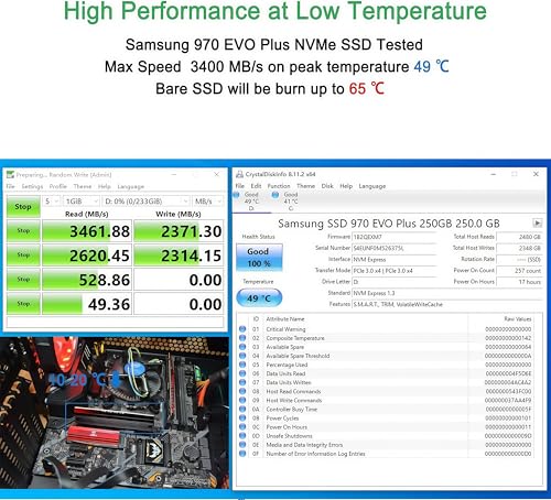 Image of PCI Express 3.0 4X 8X 16x to M.2 NVMe and AHCI SSD Adapter Card with Heat Sink, Bracket-Free and Compatible with Samsung 960 970 EVO PRO WD Black and More
