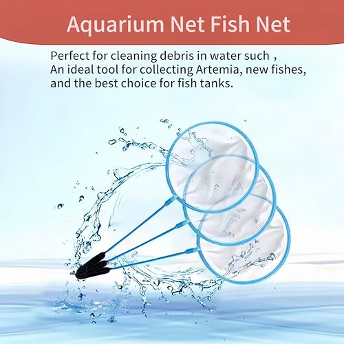 Image of 20pcs Aquarium Fish Net Cleaner Net Fish Tank Filter Nets, Brine Shrimp Sieve Fish Net High Density Mesh,Blue