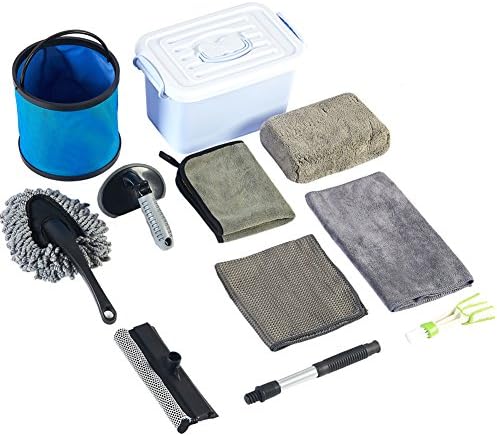 Car Cleaning Tools Kit,Car Wash/Tire Brush/Wash Mitt/Washing Sponge/Microfiber Cloths/Indoor Double Head Brush/Window…