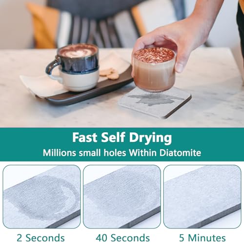 4 Stück Wasserabsorbierendes Steintablett für Spüle, Kieselgur Untersetzer, Sofort Schnell Trockenmatte für die Küchentheke, rutschfeste Diatomit Mundwasserbecher-Untersetzer für Schwämme, Bürsten 2