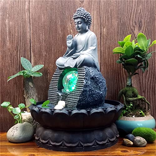 Fuente de loto budista hecha a mano en resina fina para decoración zen 7